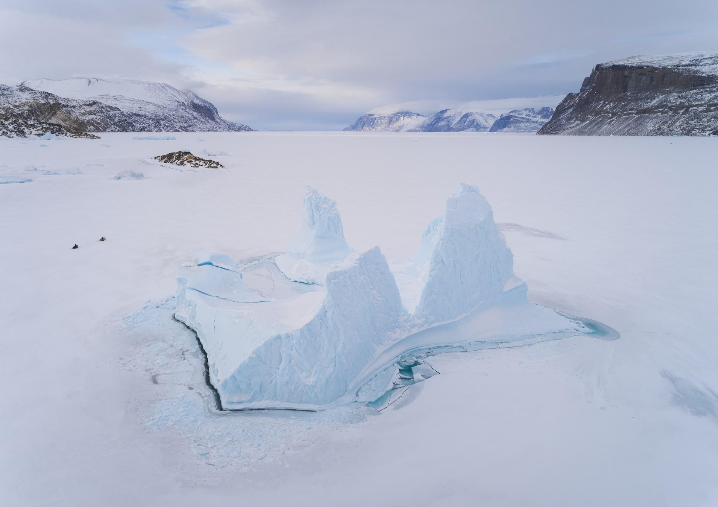 A sculptural iceberg in Uummannaq's frozen fjord. Photo by Erez Marom