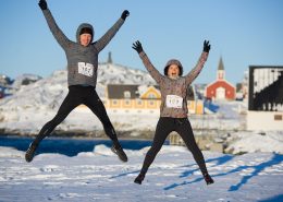 Two Runners Jumping in excitement. By Bo Kristensen