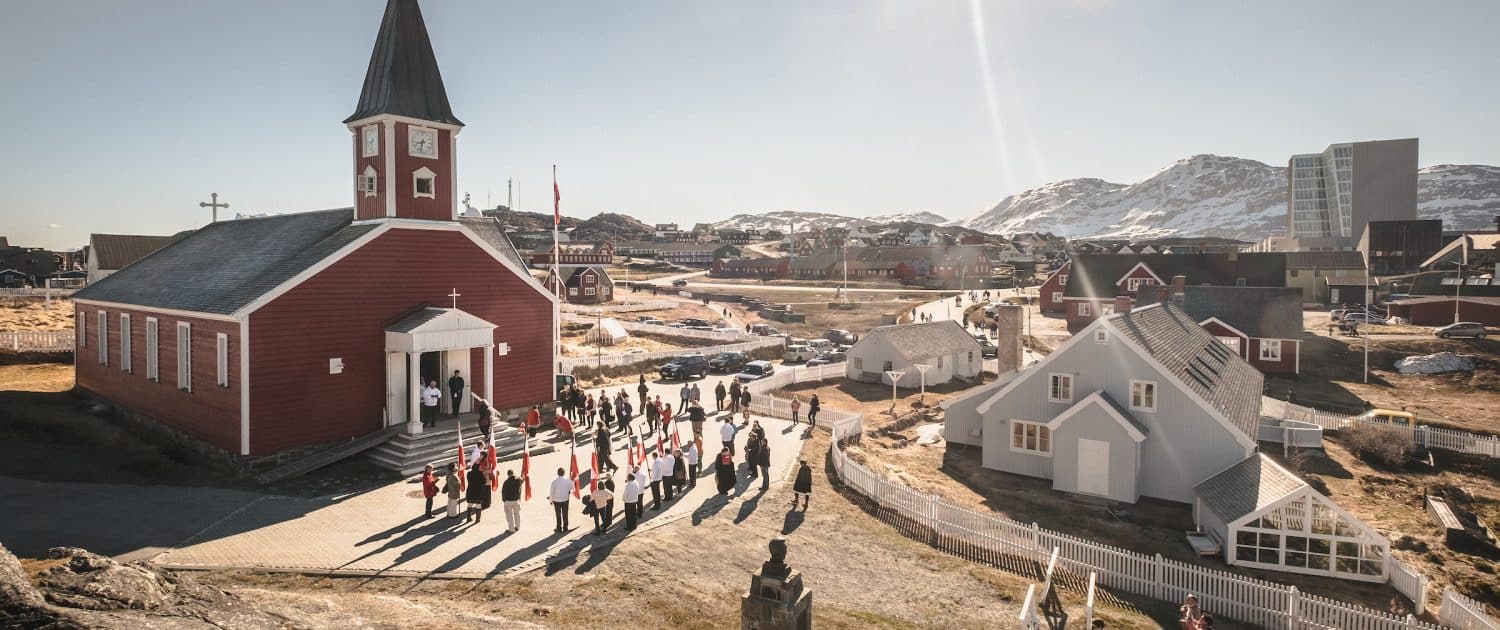 The old church in Nuuk on a sunny National Day in Greenland, June 21 - 2015. By Mads Pihl.