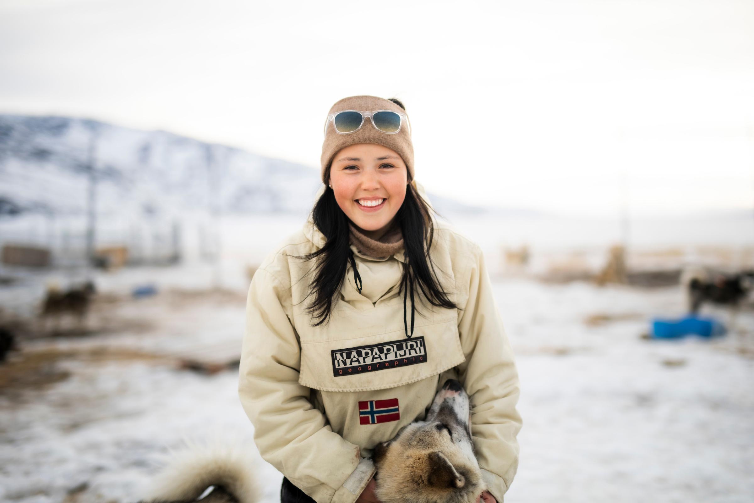 Stella Davidsen Olsen from Kangerlussuaq. Dogsledge musher. Photo by Aningaaq R. Carlsen, Visit Greenland