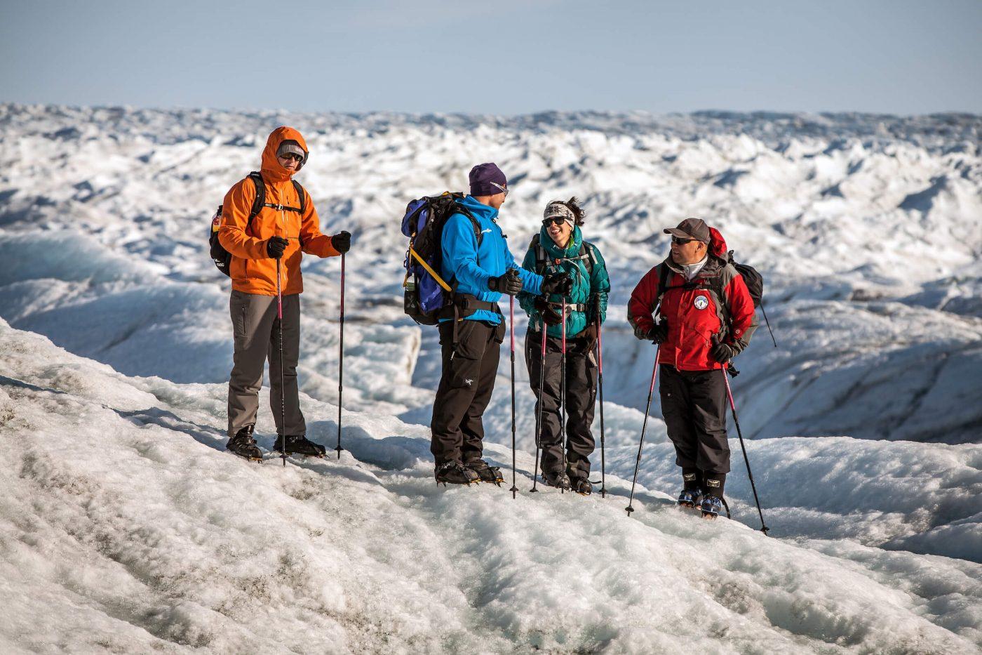 A group glacier walking on the Greenland Ice Sheet near Kangerlussuaq. Photo by Mads Pihl