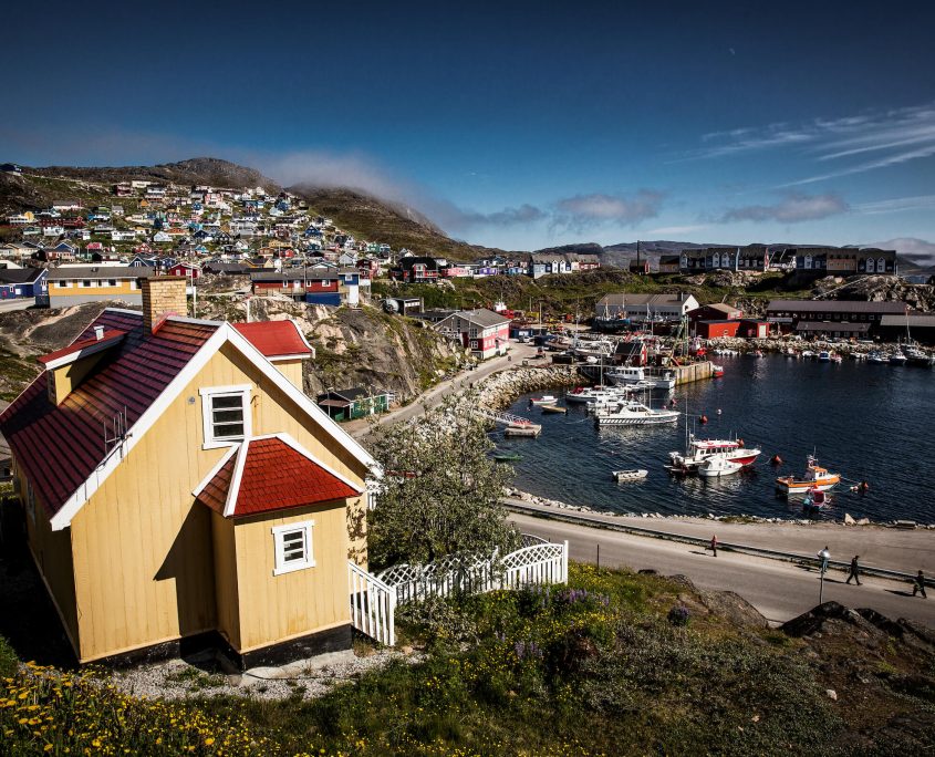 A view over parts of Qaqortoq - the largest town in South Greenland. Photo by Mads Pihl - Visit Greenlan