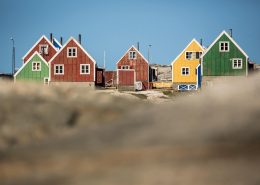 Colourful houses in Qasigiannguit in North Greenland