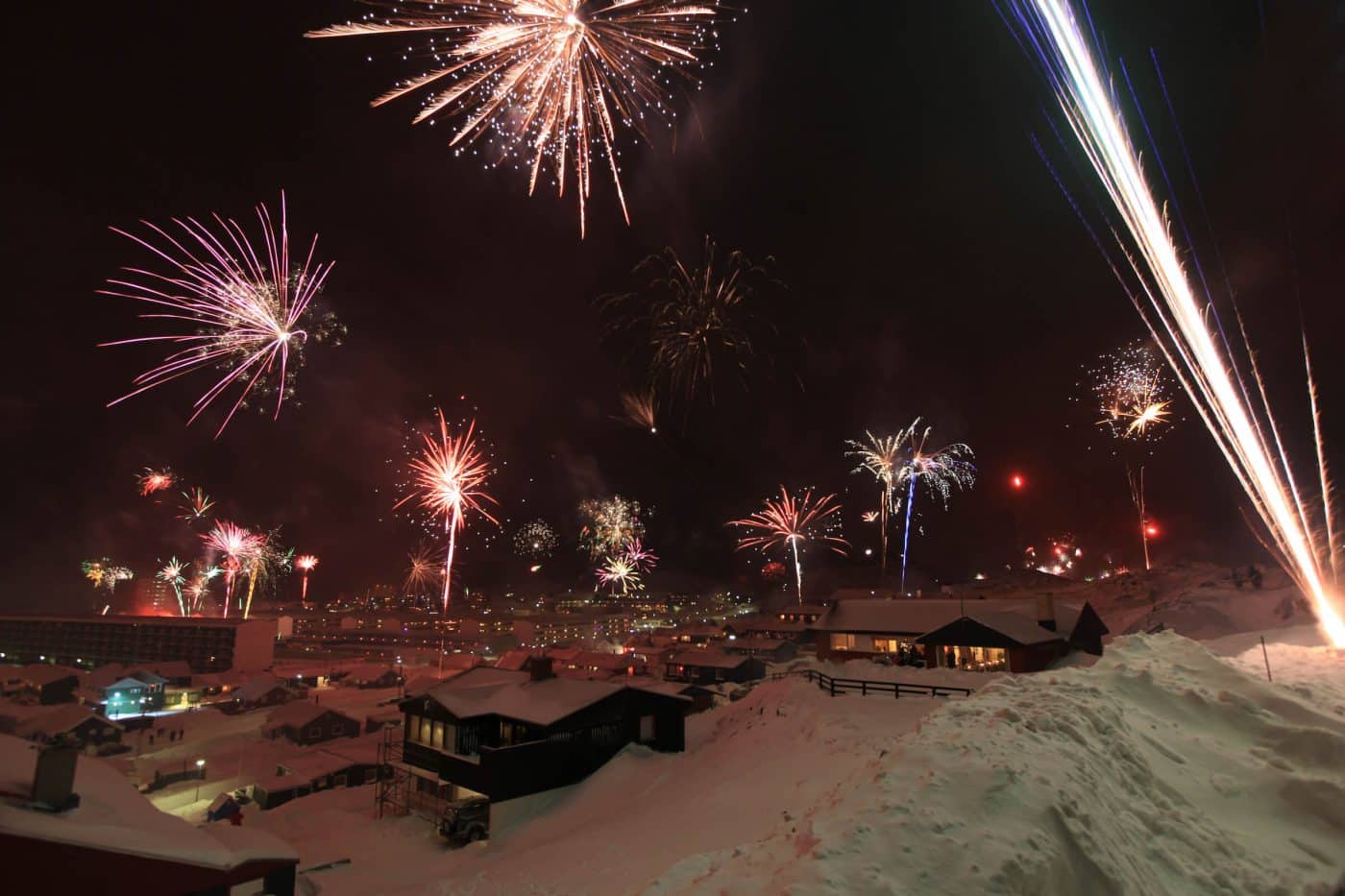 Fireworks new years eve in Nuuk, by Klaus Eskildsen