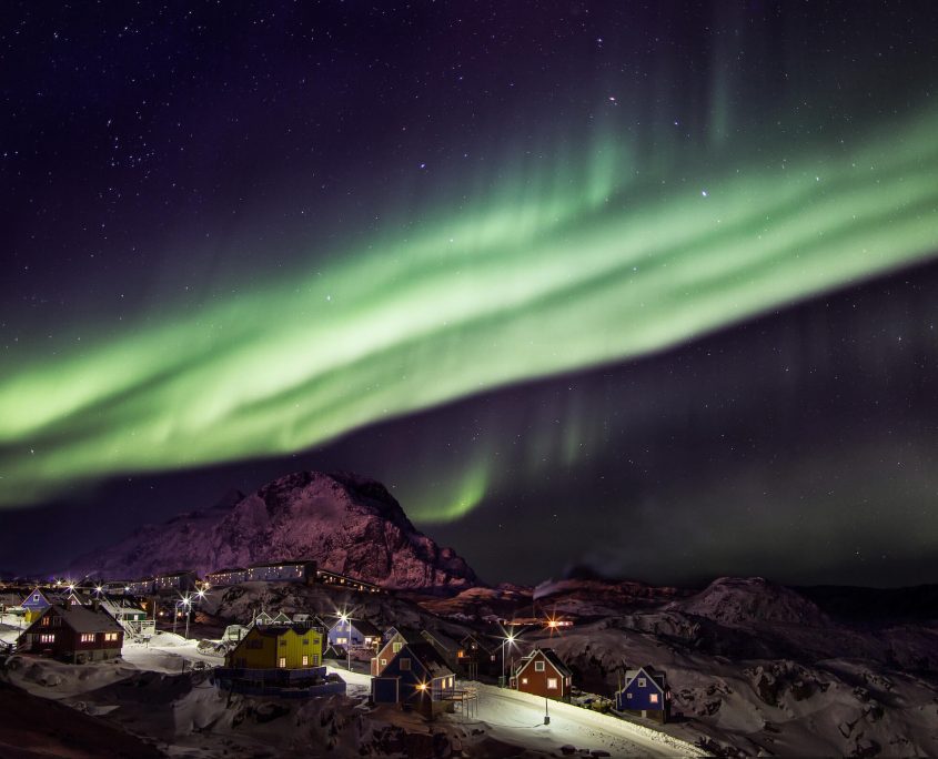 Northern lights over Sisimiut in Destination Arctic Circle in Greenland
