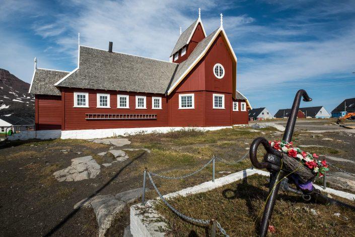 The church in Qeqertarsuaq in North Greenland