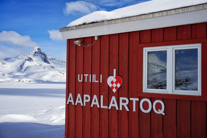 Sign outside The Red House, East Greenland. Photo by Ulrike Fischer