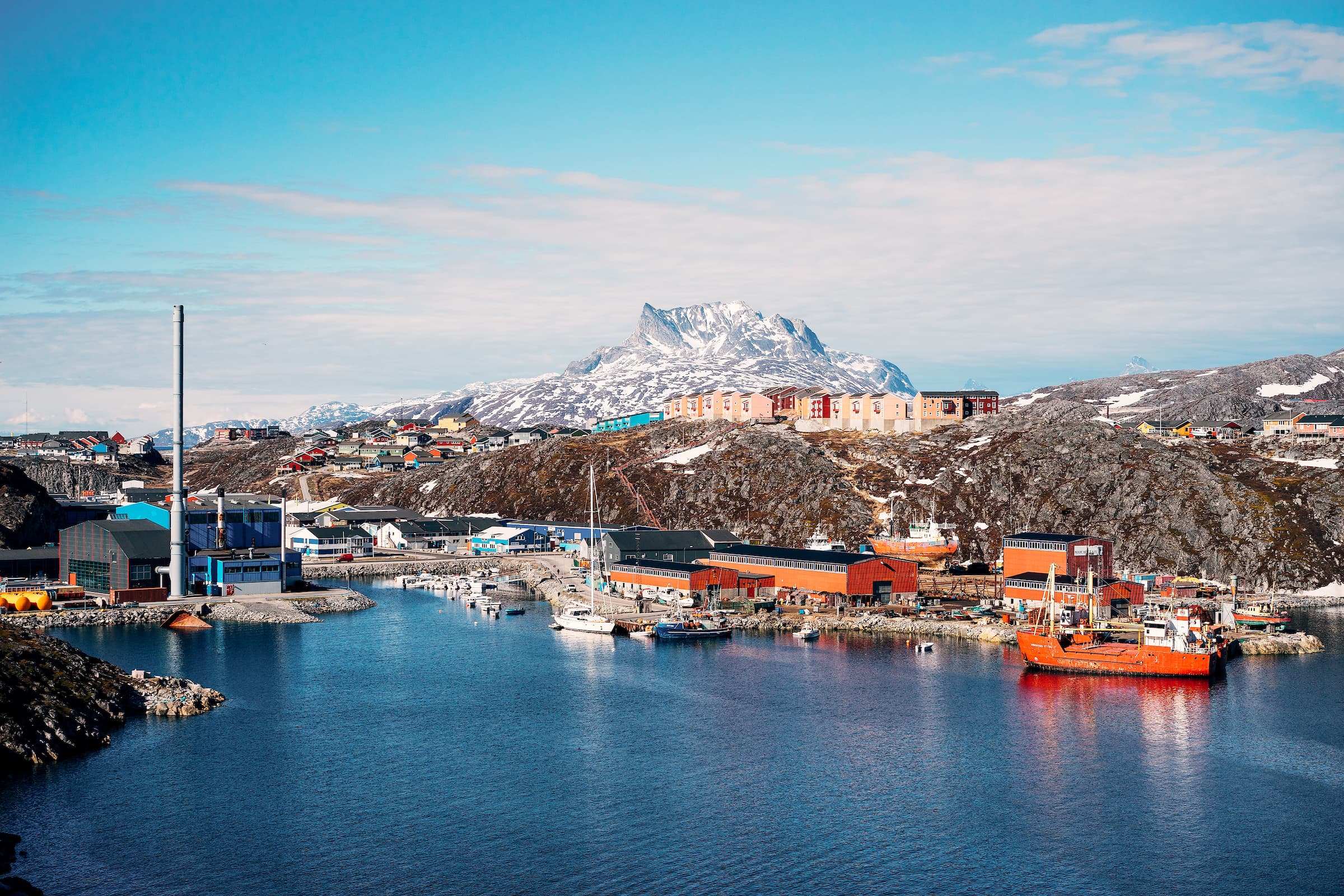 Nuuk harbour, seen from west. Photo by Filip Gielda - Visit Greenland