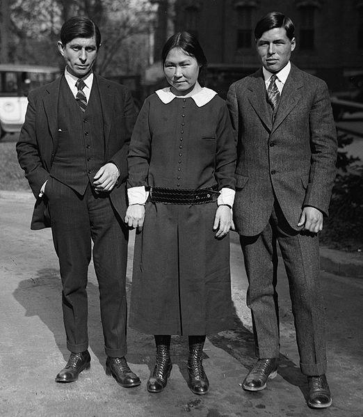 Knud Rasmussen (left), Arnarulunnguaq (middle). Photo by National Photo Company Collection (Library of Congress)