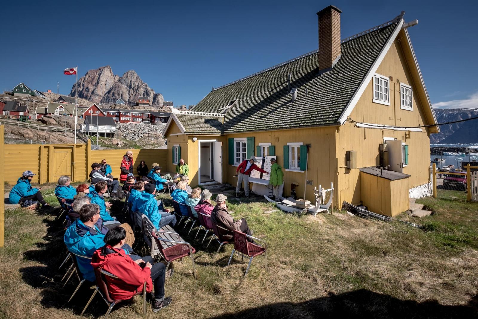 A presentation for MS Fram guests at the Uummannaq museum in Greenland. By Mads Pihl