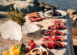 Cooking outdoors on the rocks in Nuuk in Greenland