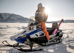 Bruno Compagnet snowmobiling in Greenland near Oqaatsut and Ilulissat