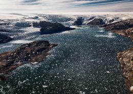 Five glaciers in Johan Petersens Fjord in East Greenland flow from the Greenland Ice Sheet. By Mads Pihl