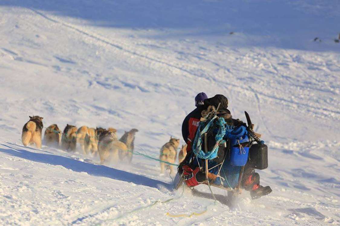 Dogsledding in Ittoqqortoormiit area in East Greenland. Photo by Nanu Travel