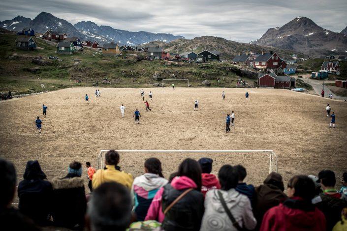 The football field in Tasiilaq in East Greenland. Photo by Mads Pihl