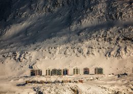 The Suloraq towers in Nuuk's suburb Qinngorput nestled below the mountain Ukkusissaq in Greenland, by Mads Pihl