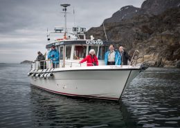 The tour boat Sirius Greenland arriving in Assaqutaq near Sisimiut in Greenland