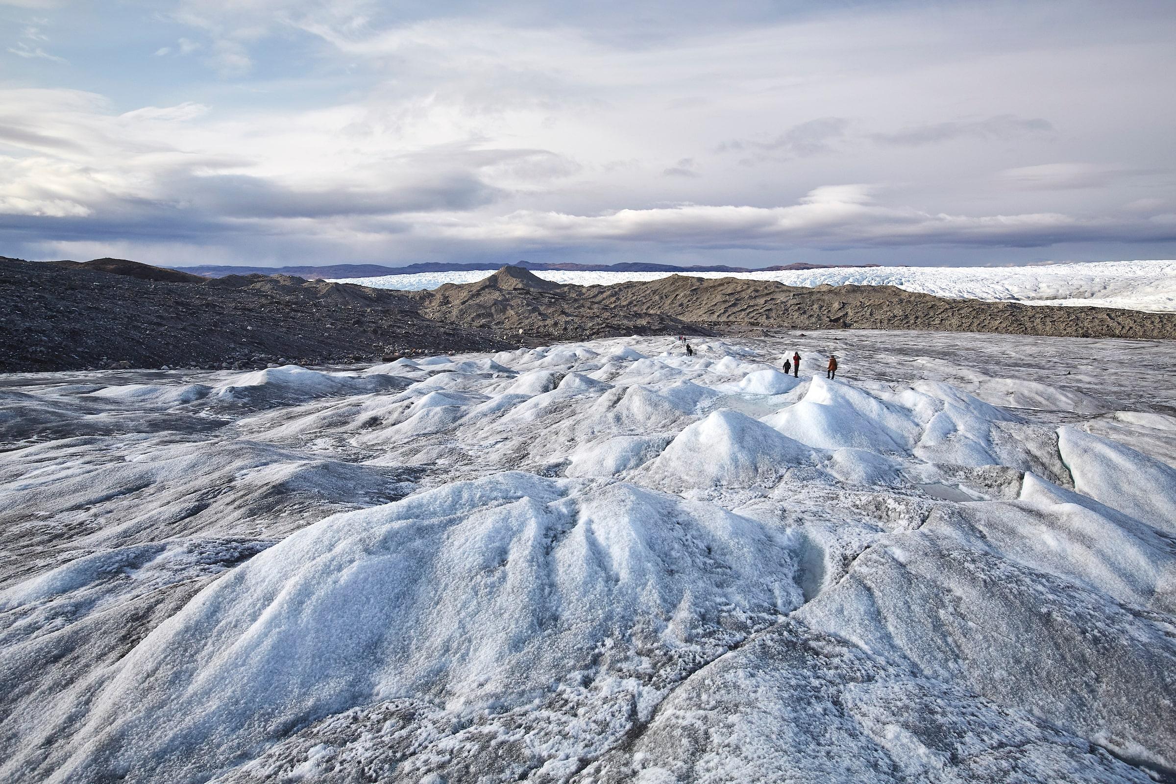Hikers on top of the ice sheet near Kangerlussuaq. Photo: Peter Lindstrom