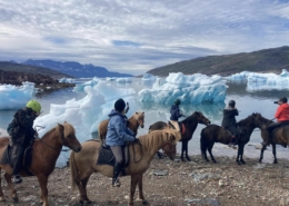 Riding horses on the beach. Photo by Riding Greenland