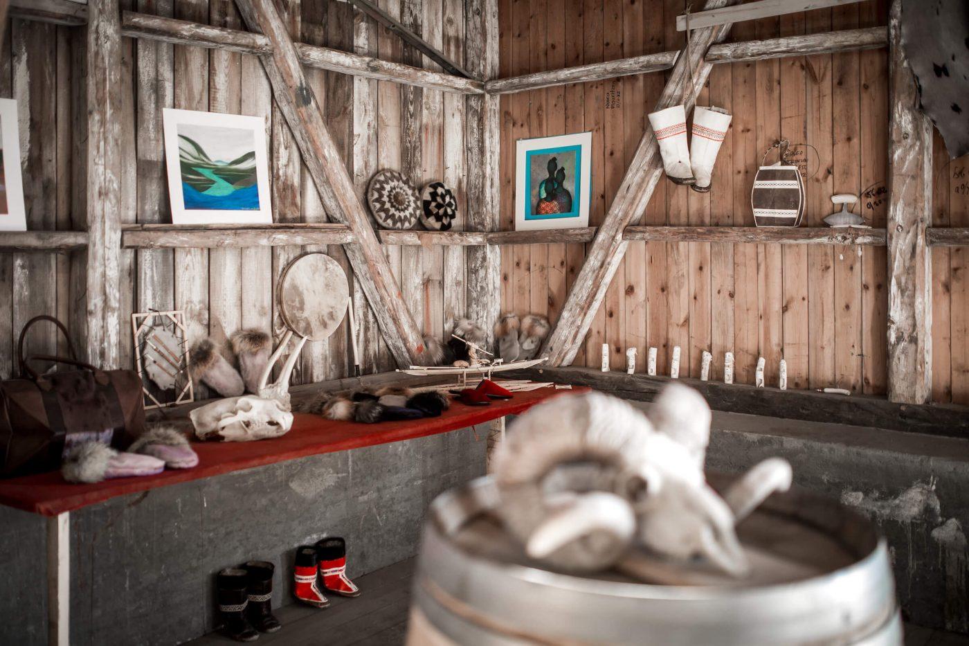 Inside the Hotel Narsaq art an crafts shop at the old harbour in Narsaq in South Greenland. Photo by Mads Pihl.