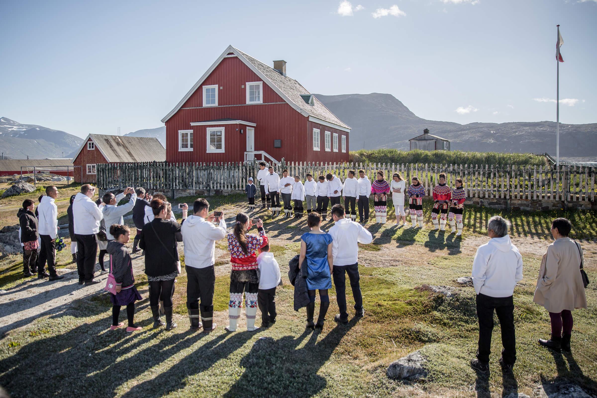 Kids from Nanortalik in South Greenland lining up for their day of Conformation at the church. Photo by Mads Pihl.