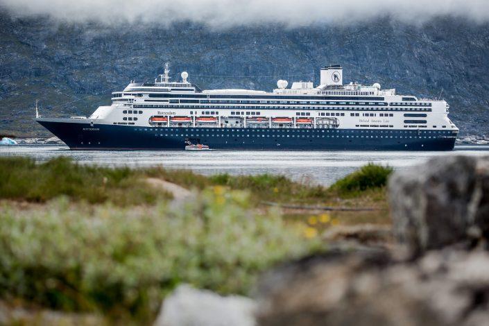 The cruise ship Rotterdam outside Nanortalik in South Greenland. Photo by Mads Pihl.