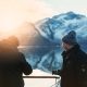 Two men enjoying the sunrise in the Icefjord in Nuuk in Greenland. Photo by Rebecca Gustafsson, Visit Greenland.