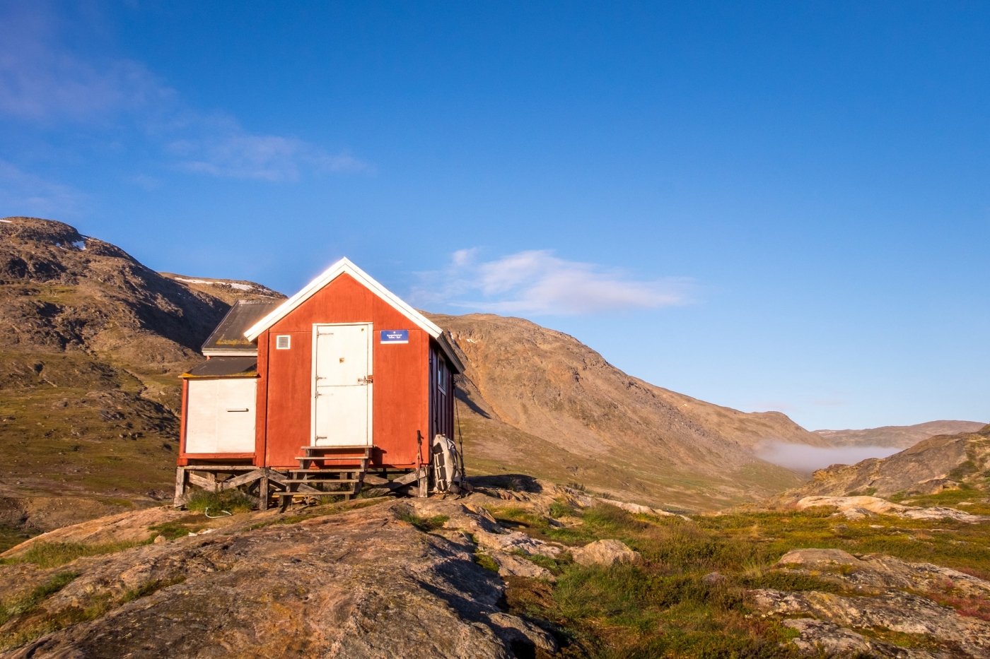Exterior of Kangerluarsuk Tulleq Syd Hut- Day 8 of Arctic Circle Trail. Photo by Lisa Germany - Visit Greenland
