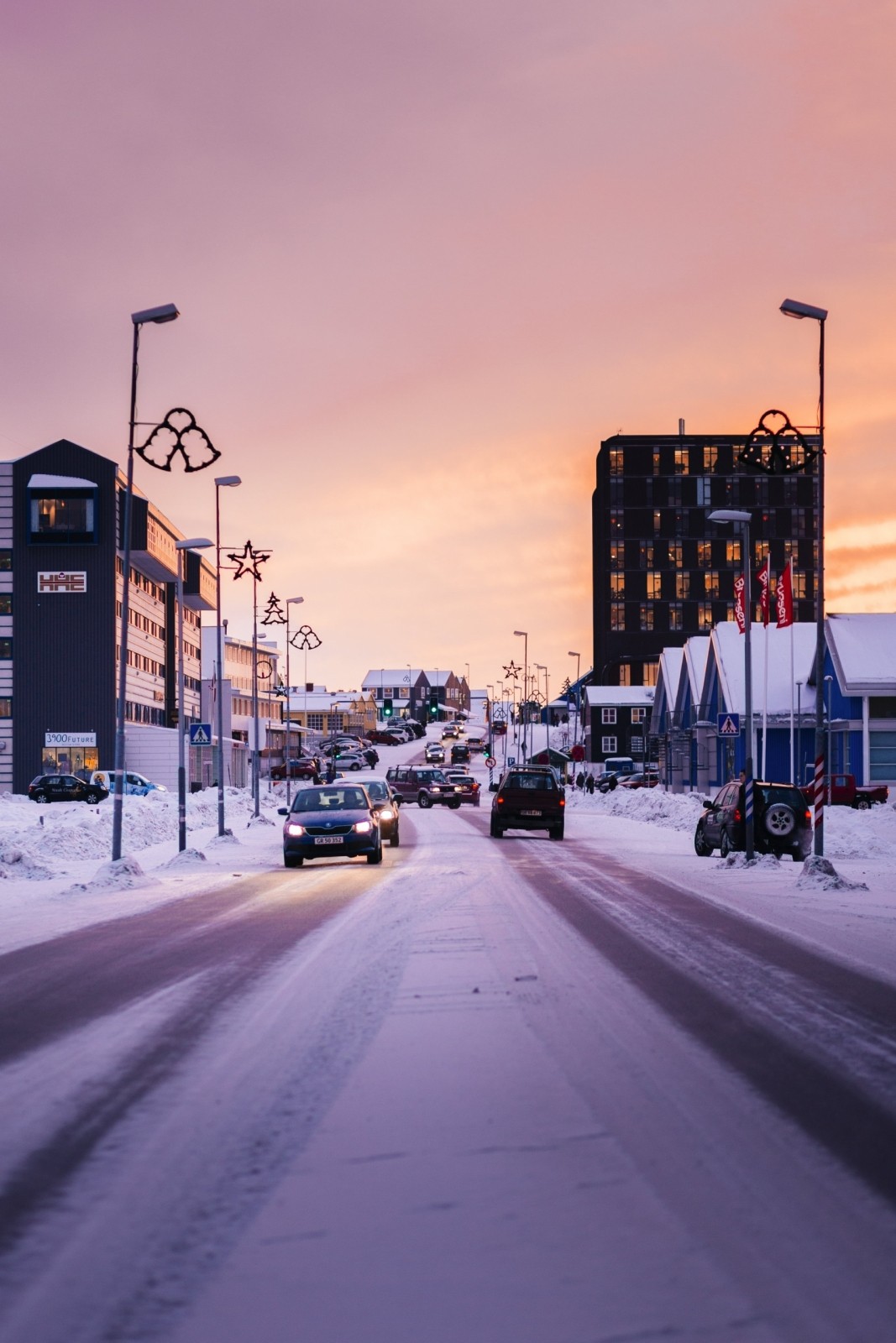 Before-Traffic on the main road in Nuuk