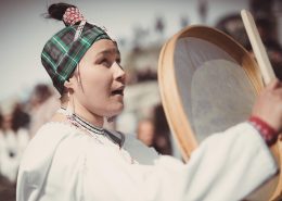 A drum dancer performing in Nuuk on the National Day, June 21 in Greenland