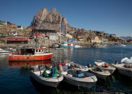 The harbour in Uummannaq in Greenland. Photo by Mads Pihl - Visit Greenland
