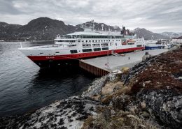 MS Fram from Hurtigruten docked alongside in Sisimiut, Greenland. Photo by Mads Pihl, Visit Greenland