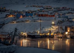 Ilulissat in Greenland at night. Photo by Mads Pihl