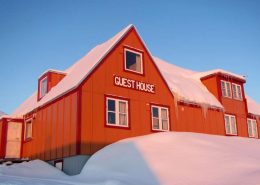 View of Ittoqqortoormiit Guesthouse in Winter in East Greenland. Photo by Ittoqqortoormiit Guesthouse
