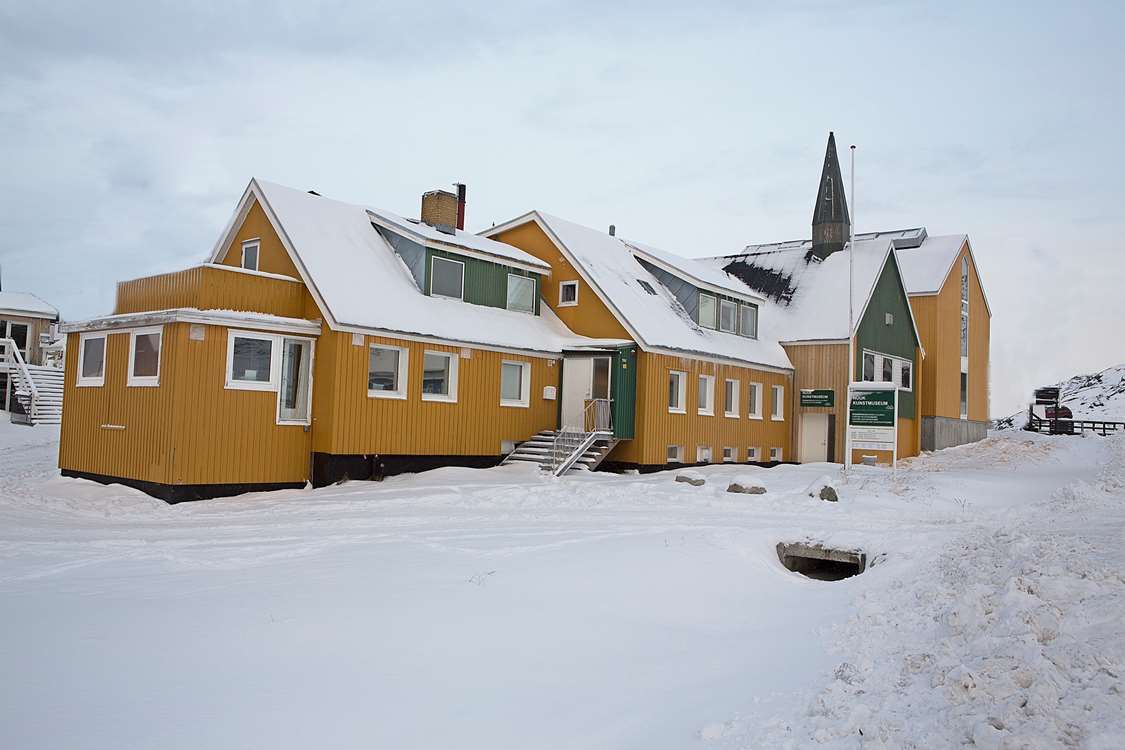 Nuuk Art Museum covered in snow in Winter. Photo by Nuuk Art Museum